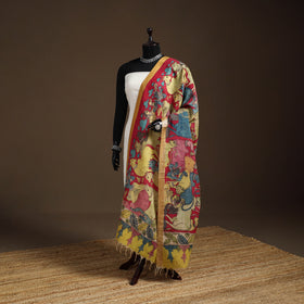 Srikalahasti Pen Work Kalamkari Bangalore Silk Figure Handpainted Dupatta 56