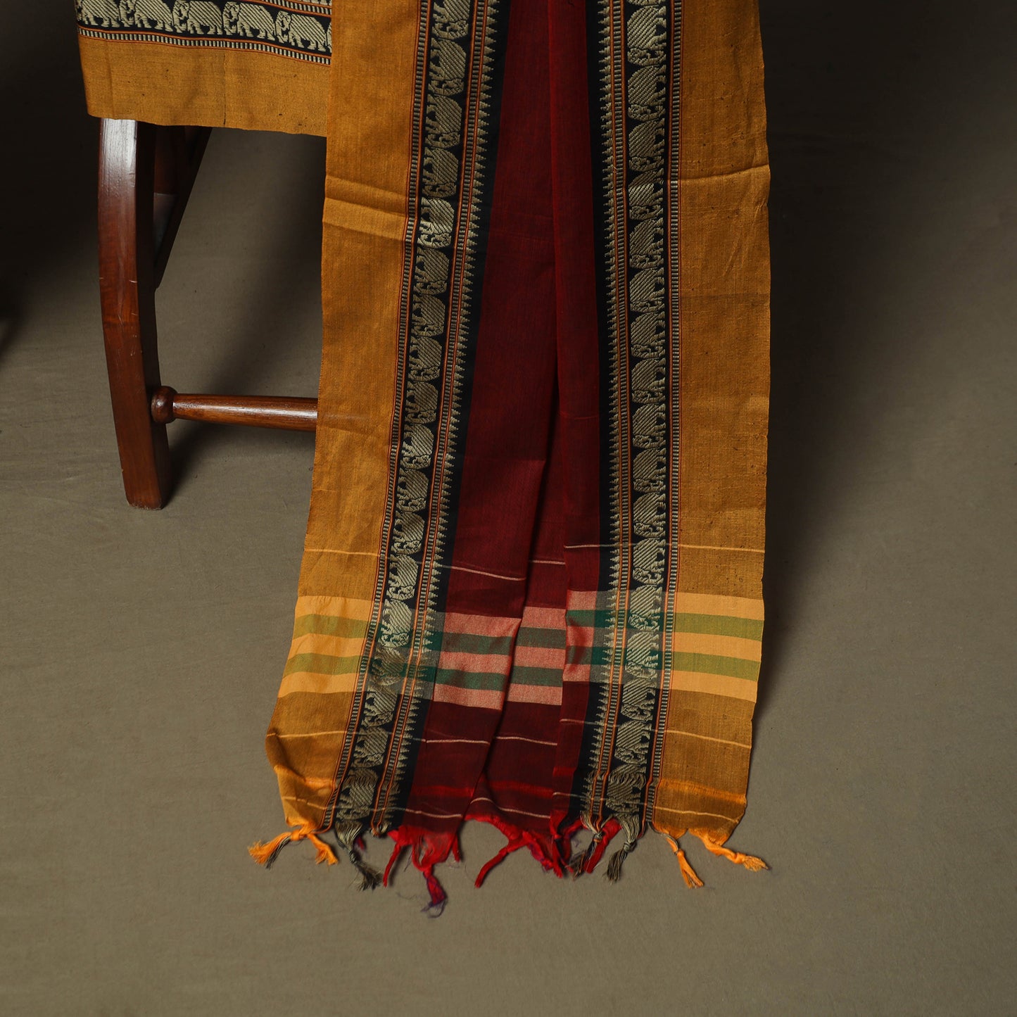 Red - Dharwad Woven Mercerised Cotton 3pc Unstitched Dress Material Suit Set 74