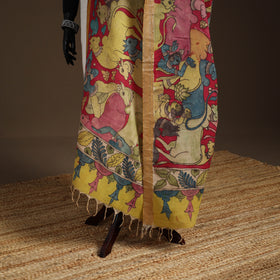 Srikalahasti Pen Work Kalamkari Bangalore Silk Figure Handpainted Dupatta 56