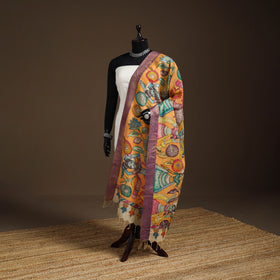 Srikalahasti Pen Work Kalamkari Bangalore Silk Figure Handpainted Dupatta 57