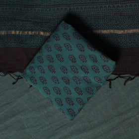 Bagh Hand Block Print Natural Dyed Kota Doria Cotton 3pc Unstitched Dress Material Suit Set 41