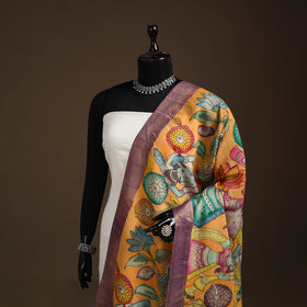 Srikalahasti Pen Work Kalamkari Bangalore Silk Figure Handpainted Dupatta 57
