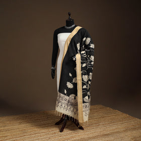 Srikalahasti Pen Work Kalamkari Bangalore Silk Figure Handpainted Dupatta 58