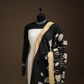 Srikalahasti Pen Work Kalamkari Bangalore Silk Figure Handpainted Dupatta 58