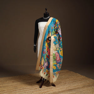 Srikalahasti Pen Work Kalamkari Bangalore Silk Figure Handpainted Dupatta 59