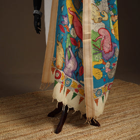 Srikalahasti Pen Work Kalamkari Bangalore Silk Figure Handpainted Dupatta 59