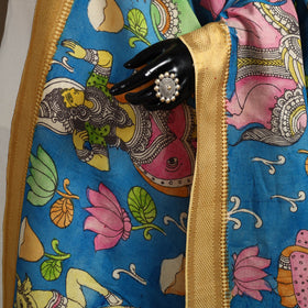 Srikalahasti Pen Work Kalamkari Bangalore Silk Figure Handpainted Dupatta 60