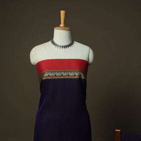 Blue - Dharwad Woven Mercerised Cotton 3pc Unstitched Dress Material Suit Set 77