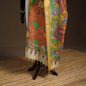 Srikalahasti Pen Work Kalamkari Bangalore Silk Figure Handpainted Dupatta 62