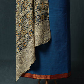 Mangalagiri Handwoven 2pc Cotton Unstitched Dress Material Kurta Set with Jewellery 03