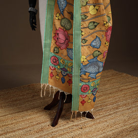 Srikalahasti Pen Work Kalamkari Bangalore Silk Figure Handpainted Dupatta 63