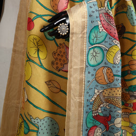 Srikalahasti Pen Work Kalamkari Bangalore Silk Figure Handpainted Dupatta 64