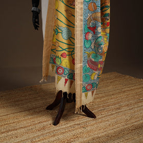 Srikalahasti Pen Work Kalamkari Bangalore Silk Figure Handpainted Dupatta 64