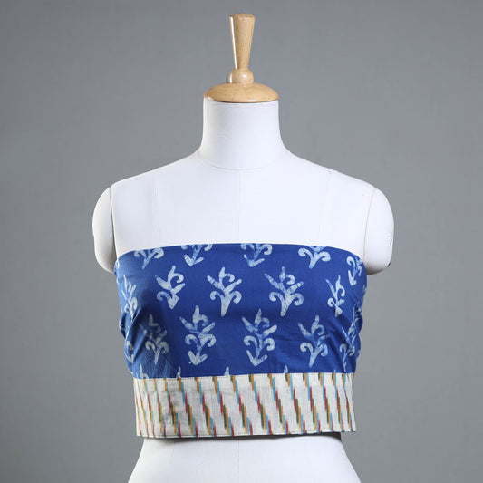 Blue - Hand Batik Printed Cotton Blouse Piece