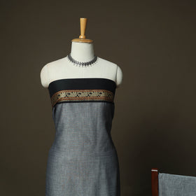 Grey - Dharwad Woven Mercerised Cotton 3pc Unstitched Dress Material Suit Set 80