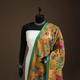 Srikalahasti Pen Work Kalamkari Bangalore Silk Figure Handpainted Dupatta 66