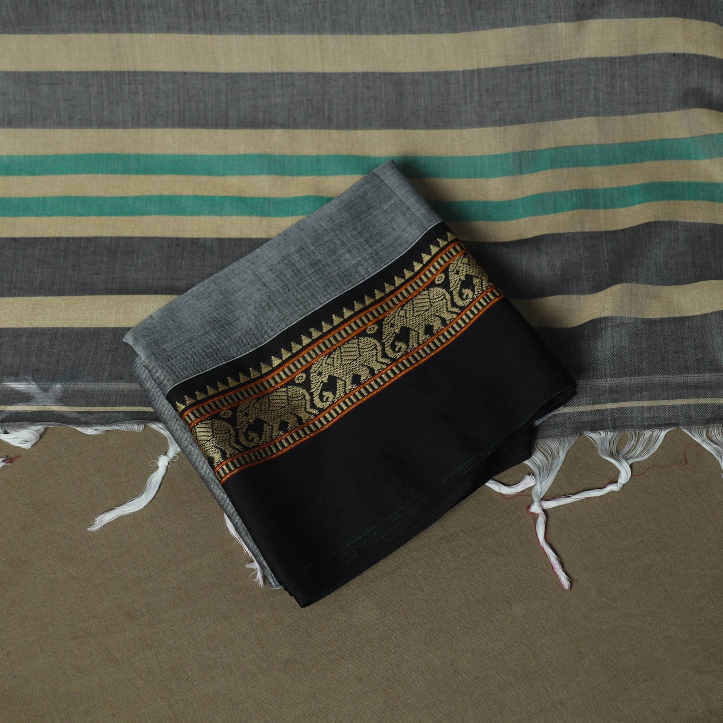 Grey - Dharwad Woven Mercerised Cotton 3pc Unstitched Dress Material Suit Set 80