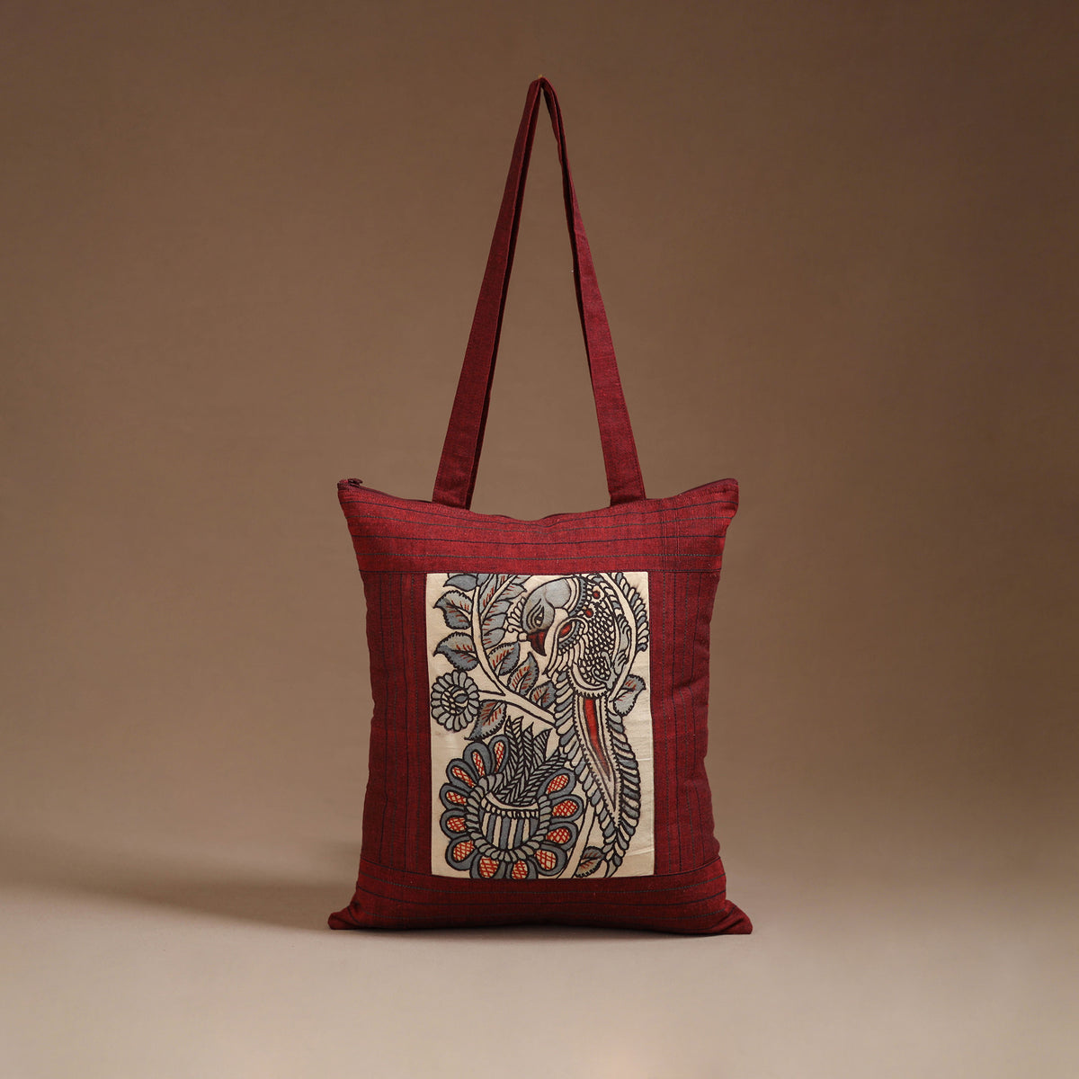 Srikalahasti Handpainted Kalamkari Shoulder Bag by Dwarka Plus 06