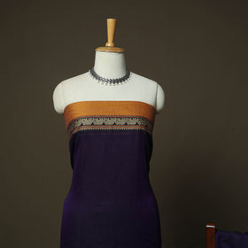 Orange - Purple - Dharwad Woven Mercerised Cotton 3pc Unstitched Dress Material Suit Set 81