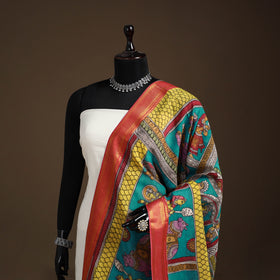 Srikalahasti Pen Work Kalamkari Bangalore Silk Figure Handpainted Dupatta 68
