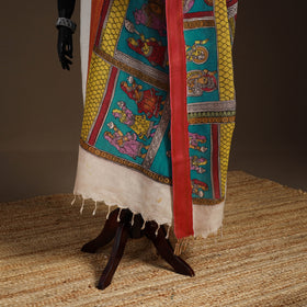 Srikalahasti Pen Work Kalamkari Bangalore Silk Figure Handpainted Dupatta 68