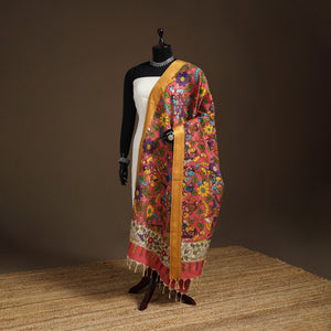Srikalahasti Pen Work Kalamkari Bangalore Silk Figure Handpainted Dupatta 69
