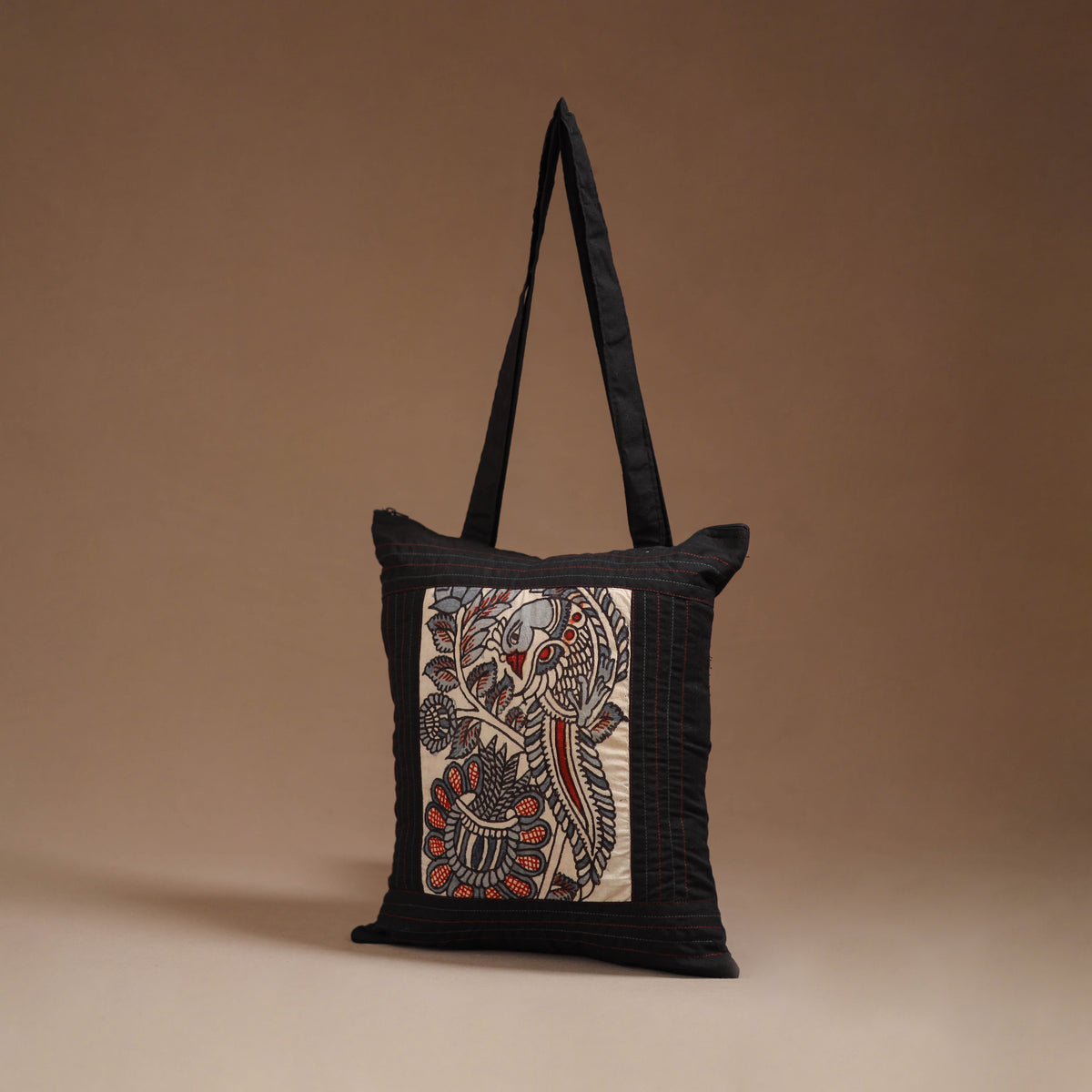 Srikalahasti Handpainted Kalamkari Shoulder Bag by Dwarka Plus 01