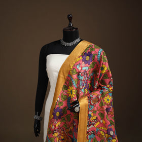 Srikalahasti Pen Work Kalamkari Bangalore Silk Figure Handpainted Dupatta 69