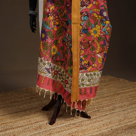 Srikalahasti Pen Work Kalamkari Bangalore Silk Figure Handpainted Dupatta 69