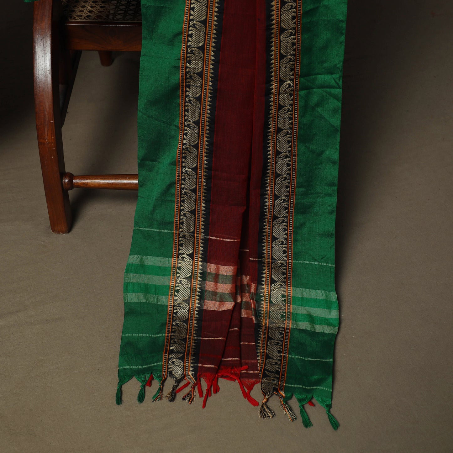 Maroon - Dharwad Woven Mercerised Cotton 3pc Unstitched Dress Material Suit Set 83
