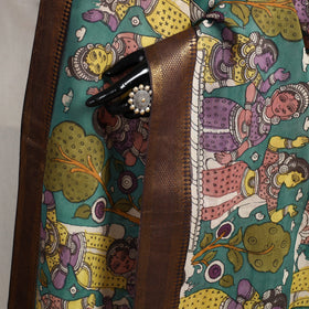 Srikalahasti Pen Work Kalamkari Bangalore Silk Figure Handpainted Dupatta 70
