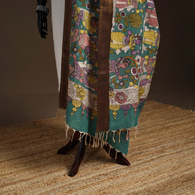 Srikalahasti Pen Work Kalamkari Bangalore Silk Figure Handpainted Dupatta 70