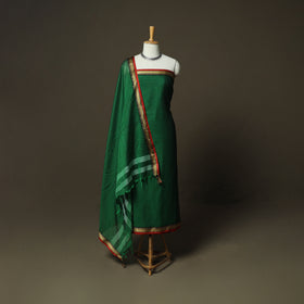 Green - Dharwad Woven Mercerised Cotton 3pc Unstitched Dress Material Suit Set 52