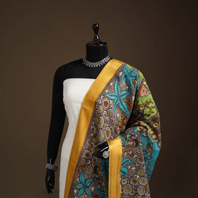 Srikalahasti Pen Work Kalamkari Bangalore Silk Figure Handpainted Dupatta 71
