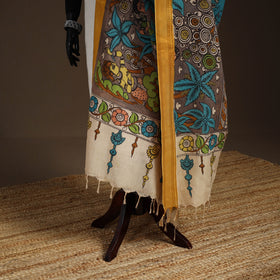 Srikalahasti Pen Work Kalamkari Bangalore Silk Figure Handpainted Dupatta 71
