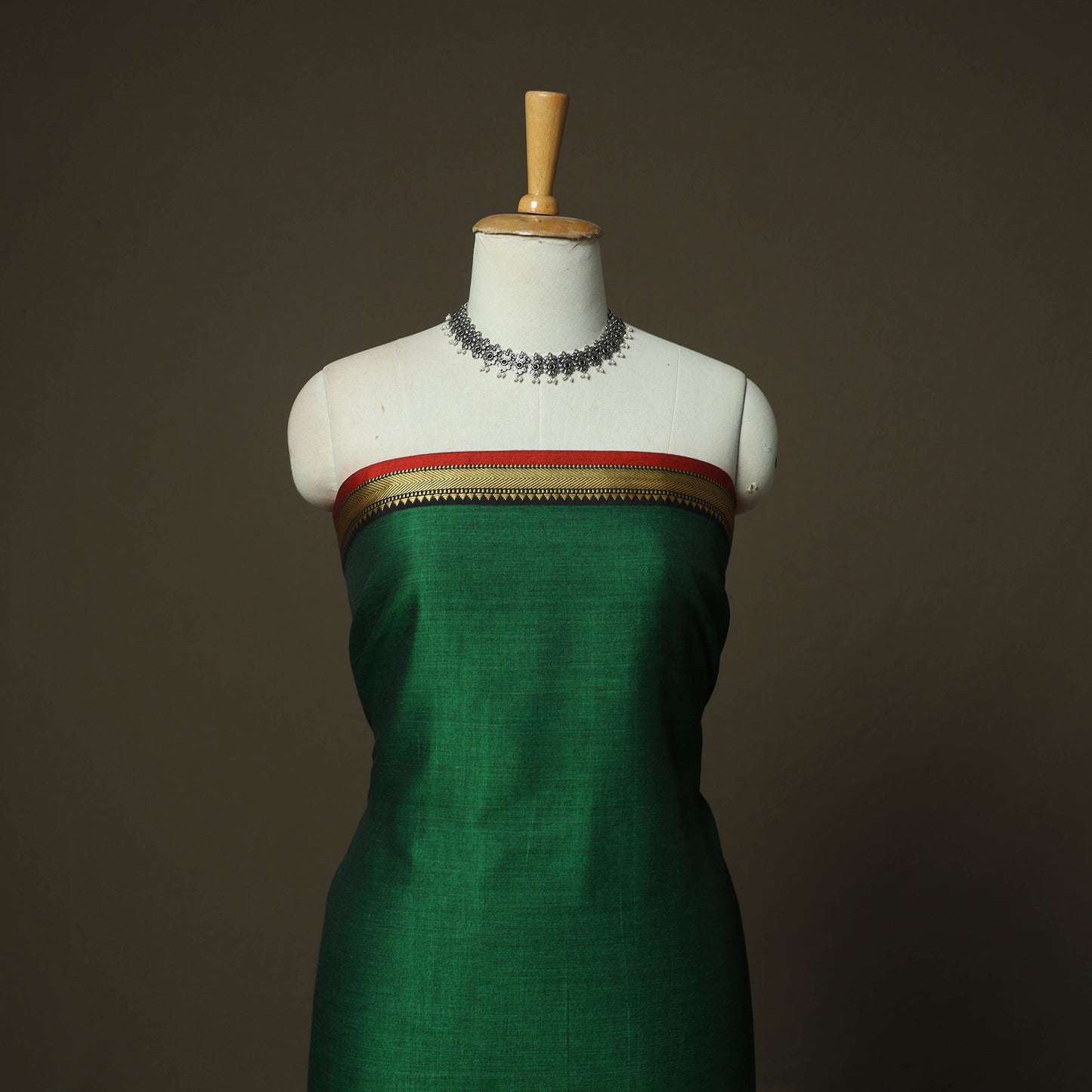 Green - Dharwad Woven Mercerised Cotton 3pc Unstitched Dress Material Suit Set 52