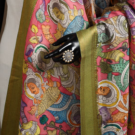Srikalahasti Pen Work Kalamkari Bangalore Silk Figure Handpainted Dupatta 72