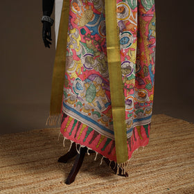 Srikalahasti Pen Work Kalamkari Bangalore Silk Figure Handpainted Dupatta 72