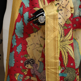 Srikalahasti Pen Work Kalamkari Bangalore Silk Figure Handpainted Dupatta 73