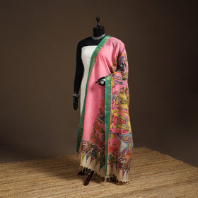 Srikalahasti Pen Work Kalamkari Bangalore Silk Figure Handpainted Dupatta 74