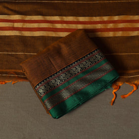 Orange - Dharwad Woven Mercerised Cotton 3pc Unstitched Dress Material Suit Set 68