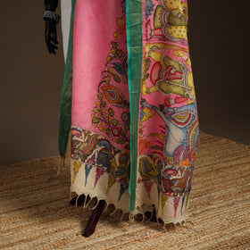 Srikalahasti Pen Work Kalamkari Bangalore Silk Figure Handpainted Dupatta 74