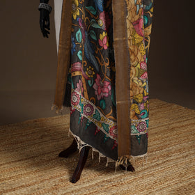 Srikalahasti Pen Work Kalamkari Bangalore Silk Figure Handpainted Dupatta 76