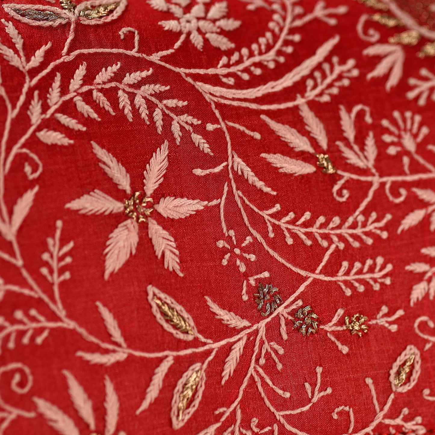 Red Chikankari Hand Embroidery Tussar Silk Clutch/Sling Bag