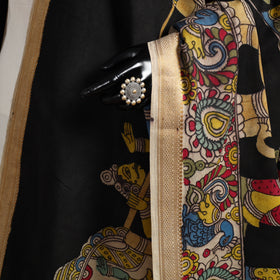 Srikalahasti Pen Work Kalamkari Bangalore Silk Figure Handpainted Dupatta 77