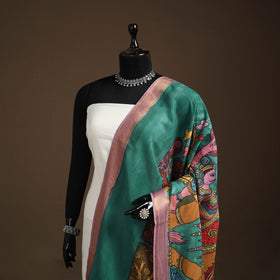 Srikalahasti Pen Work Kalamkari Bangalore Silk Figure Handpainted Dupatta 78