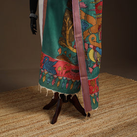 Srikalahasti Pen Work Kalamkari Bangalore Silk Figure Handpainted Dupatta 78