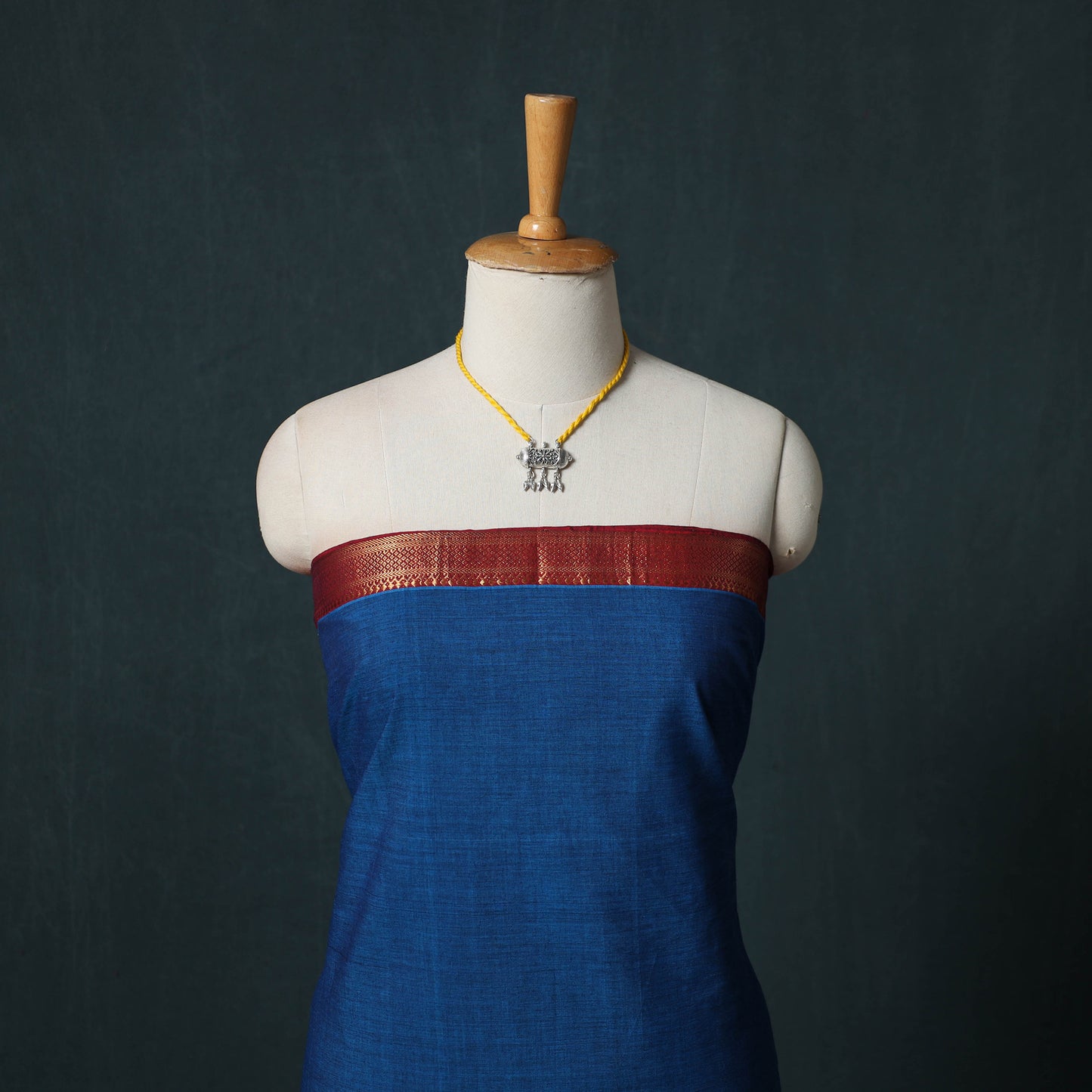 Mangalagiri Handwoven 2pc Cotton Unstitched Dress Material Kurta Set with Jewellery 15