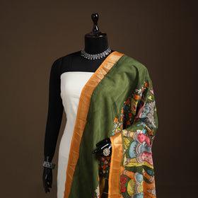 Srikalahasti Pen Work Kalamkari Bangalore Silk Figure Handpainted Dupatta 79