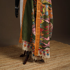 Srikalahasti Pen Work Kalamkari Bangalore Silk Figure Handpainted Dupatta 79